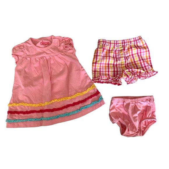 Circo Girls Infant baby Size 3 months Dress Pink Bloomers Shorts 3 Piece Set - Picture 1 of 5